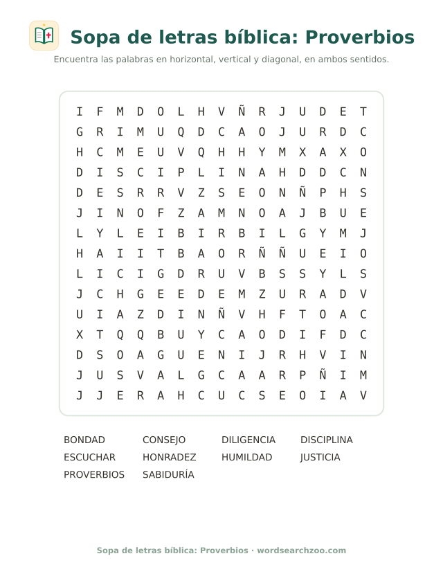 Sopa de letras bíblica: Proverbios