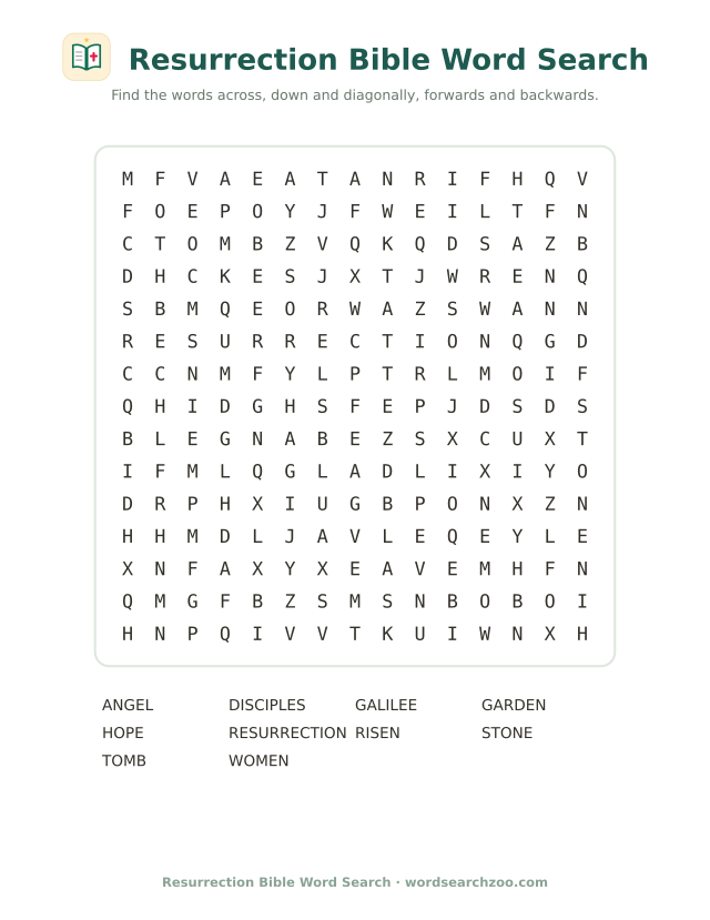 Resurrection Bible word search