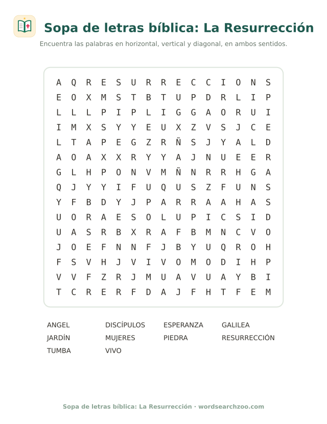 Sopa de letras bíblica: La Resurrección