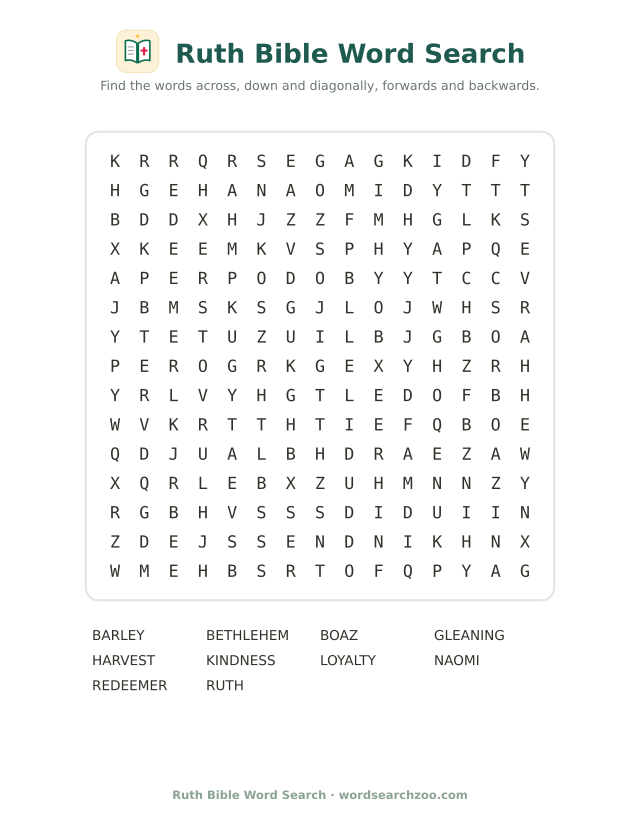 Ruth Bible word search