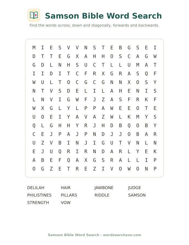 Samson Bible word search