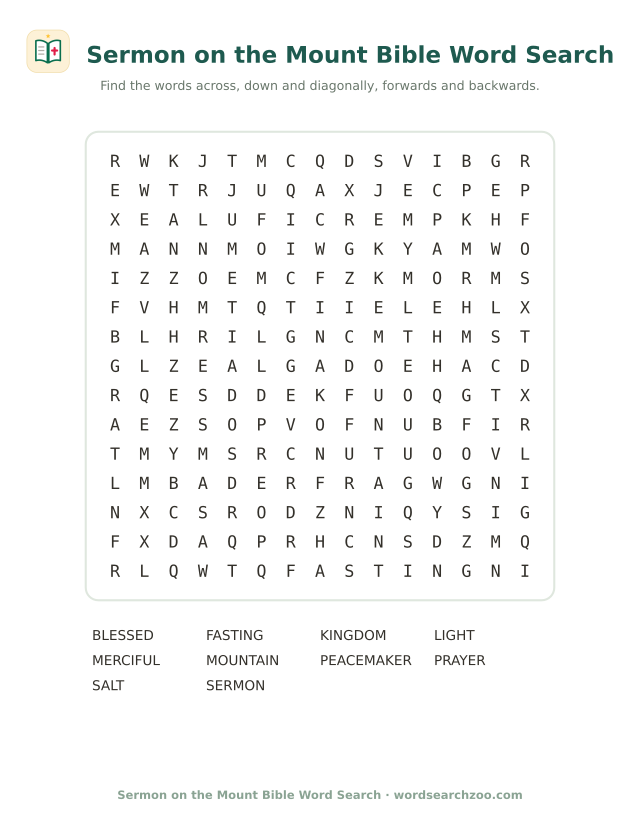 Sermon on the Mount Bible word search