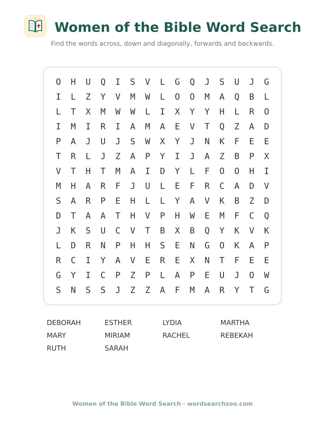 Women of the Bible word search