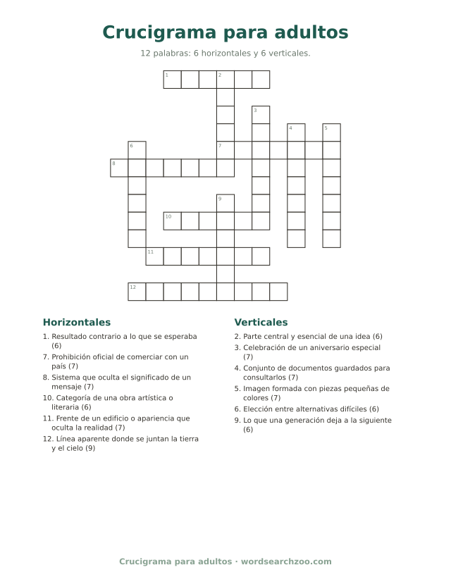 Crucigrama para adultos