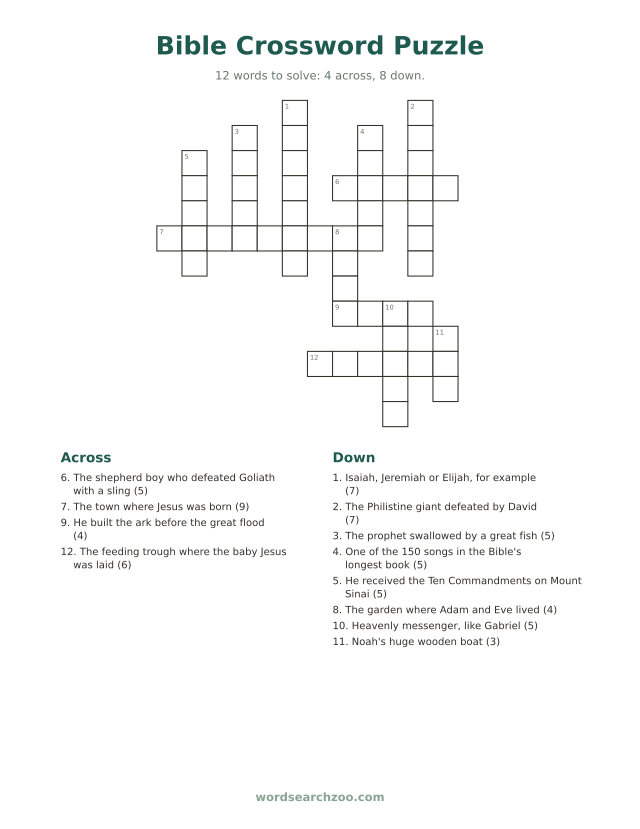 Bible crossword puzzle