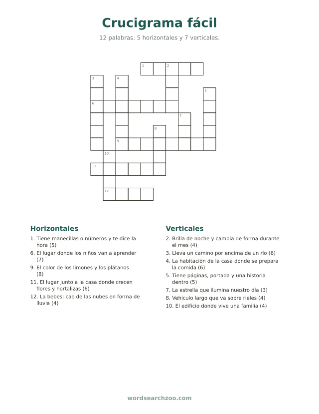 Crucigrama fácil