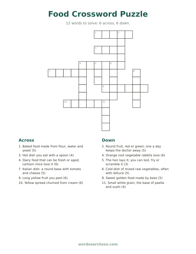 Food crossword puzzle