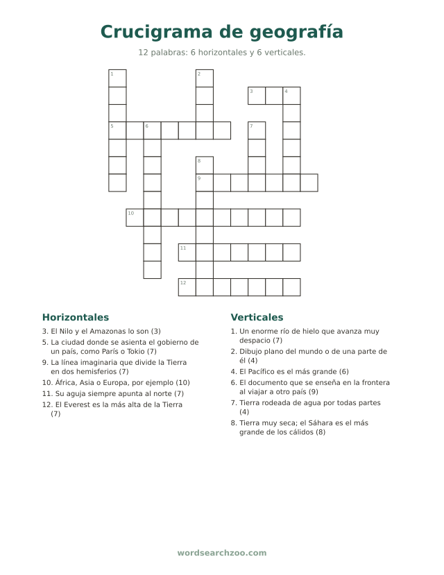 Crucigrama de geografía