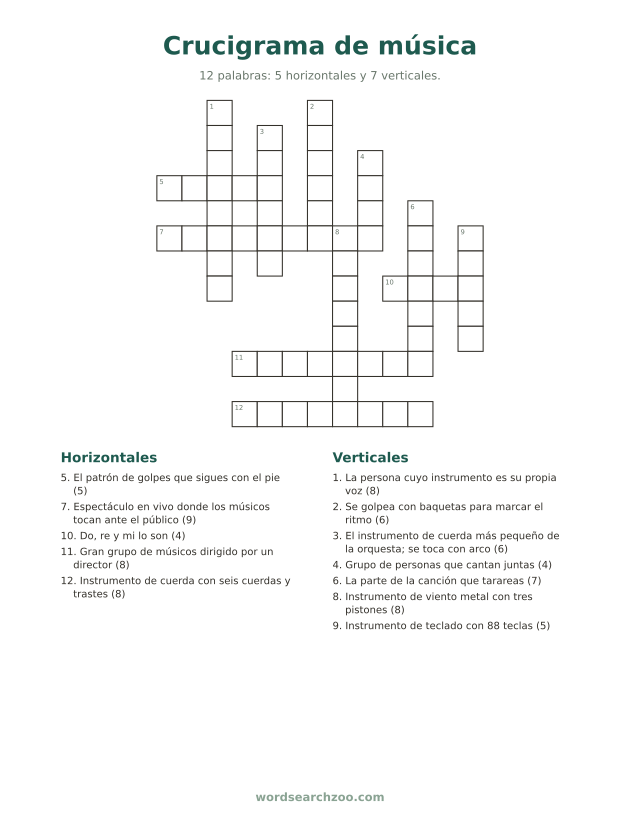 Crucigrama de música