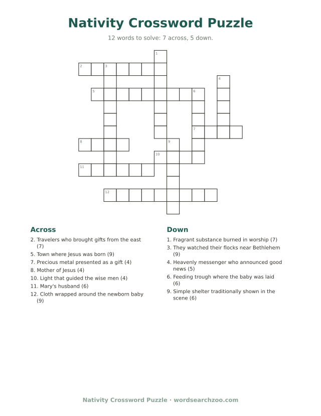 Nativity crossword puzzle