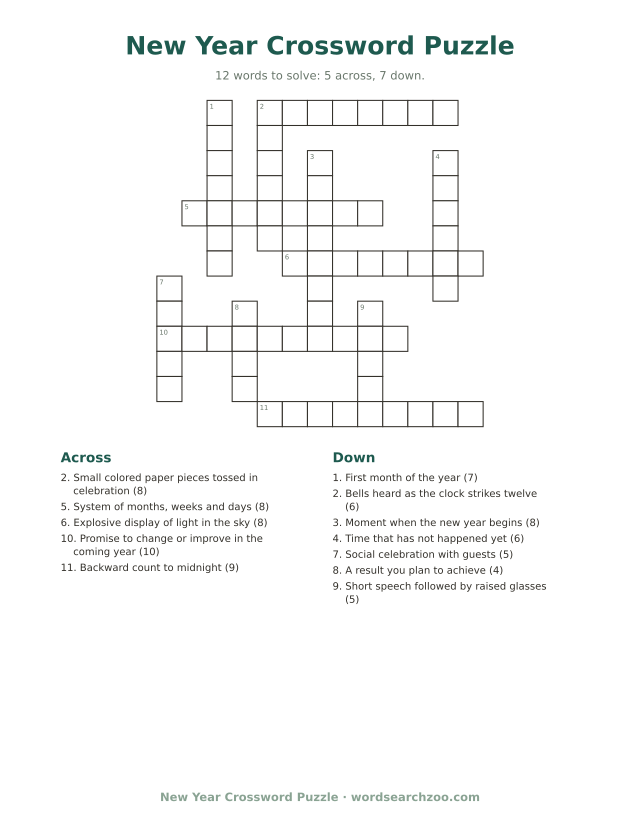 New Year crossword puzzle