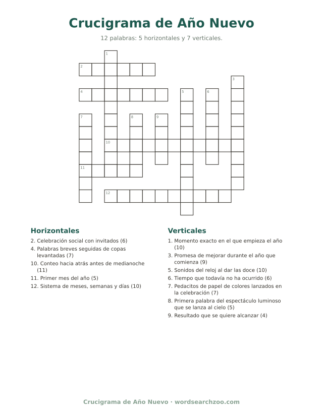 Crucigrama de Año Nuevo