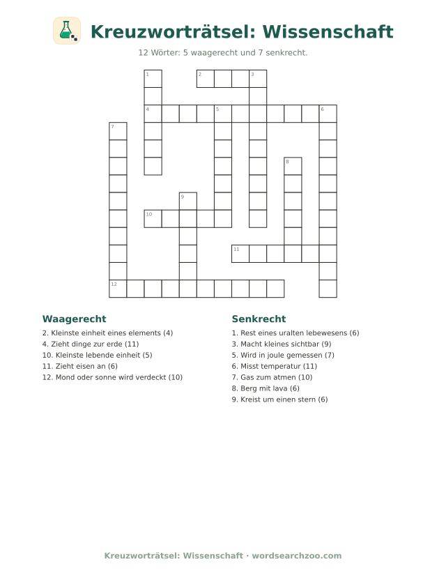 Kreuzworträtsel: Wissenschaft