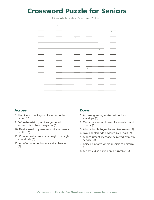 Crossword puzzles for seniors (large print)