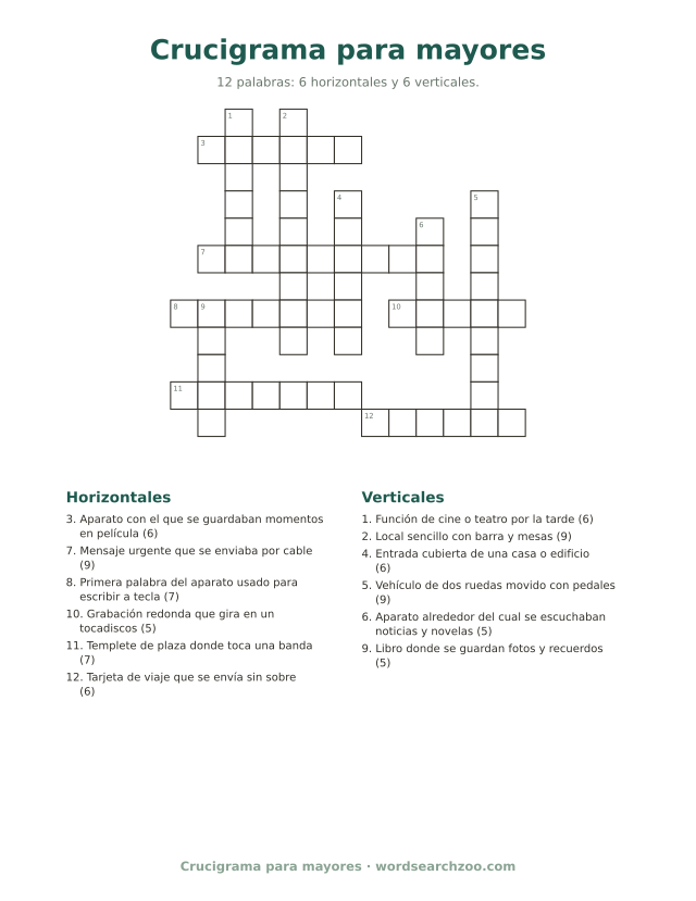 Crucigrama para mayores