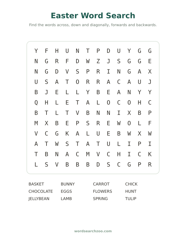 Easter word search