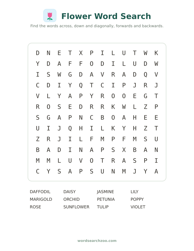 Flower word search