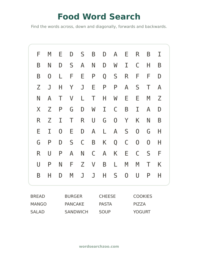 Food word search