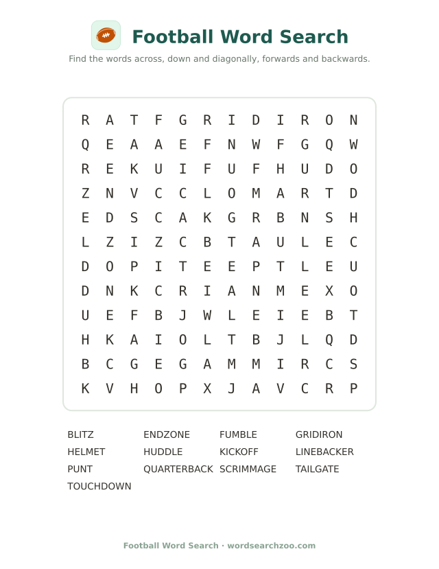 Football word search