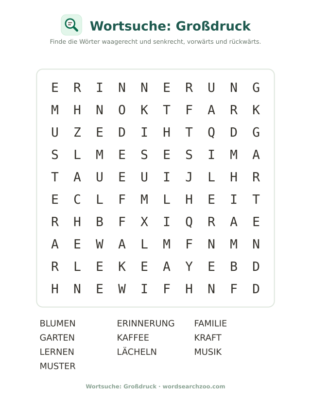 Wortsuche: Großdruck