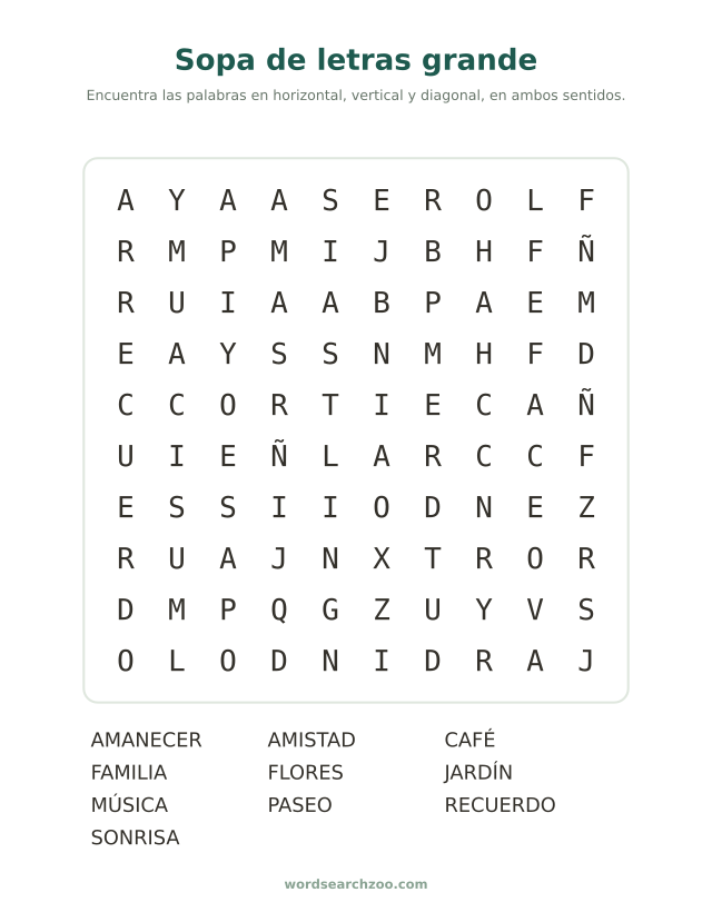 Sopa de letras grande