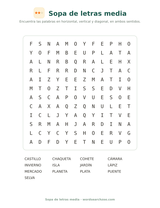 Sopa de letras media