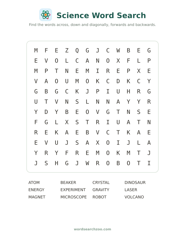 Science word search