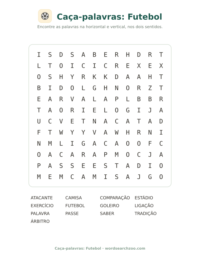 Caça-palavras: Futebol