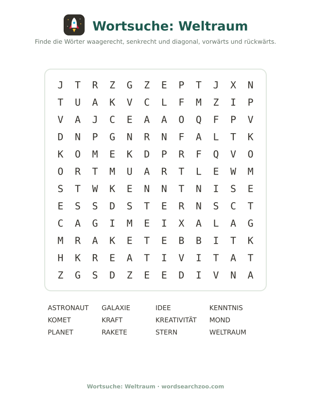 Wortsuche: Weltraum