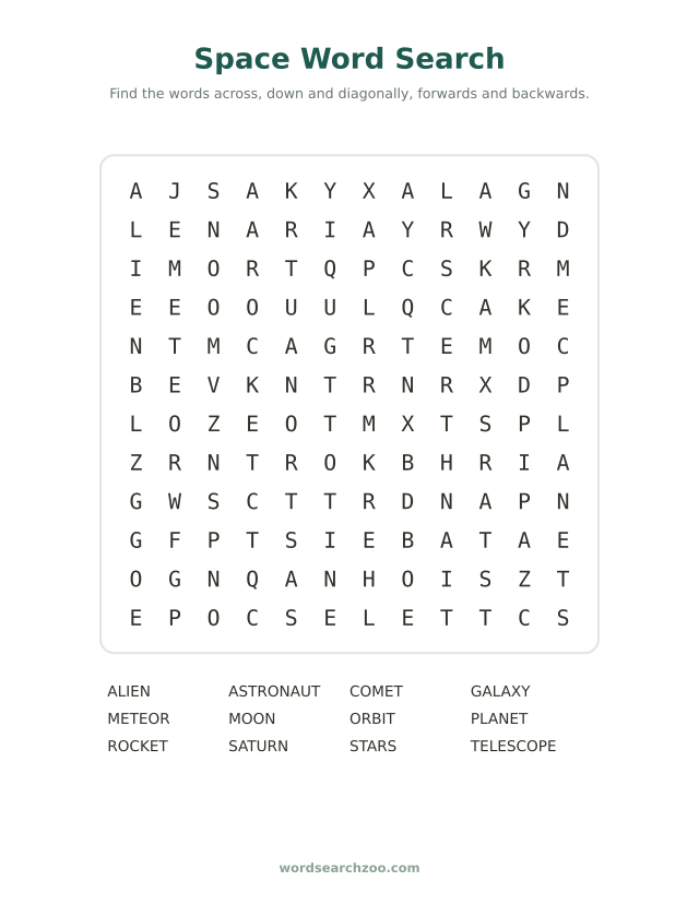 Space word search