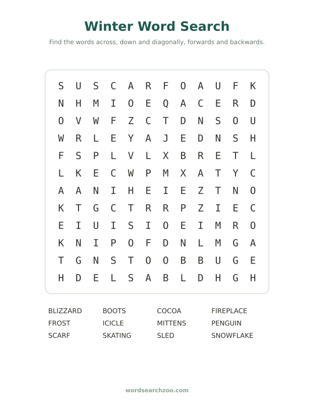 Winter word search