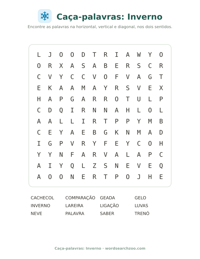 Caça-palavras: Inverno