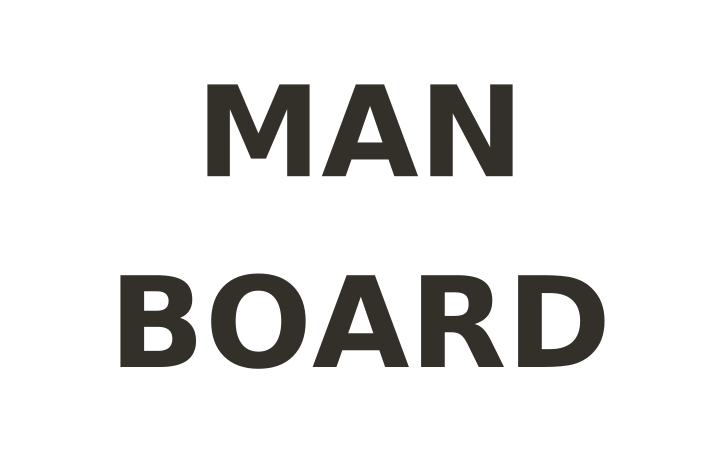 Rebus puzzle: the word MAN sitting directly above the word BOARD