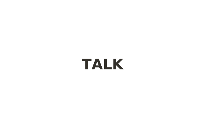 Rebus puzzle: the word TALK printed in tiny letters in the middle of an empty card