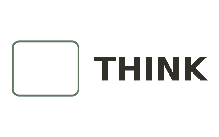 Rebus puzzle: the word THINK placed outside an empty square