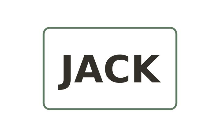 Rebus puzzle: the name JACK printed inside a square box
