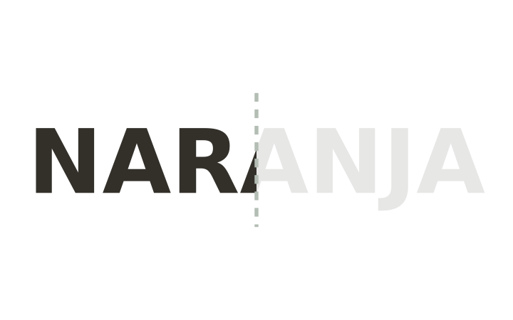 Acertijo visual: la palabra NARANJA con la mitad derecha desvanecida