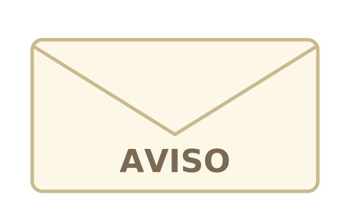 Acertijo visual: la palabra AVISO escrita encima de un sobre de carta
