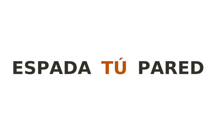 Acertijo visual: la palabra TÚ colocada entre las palabras ESPADA y PARED
