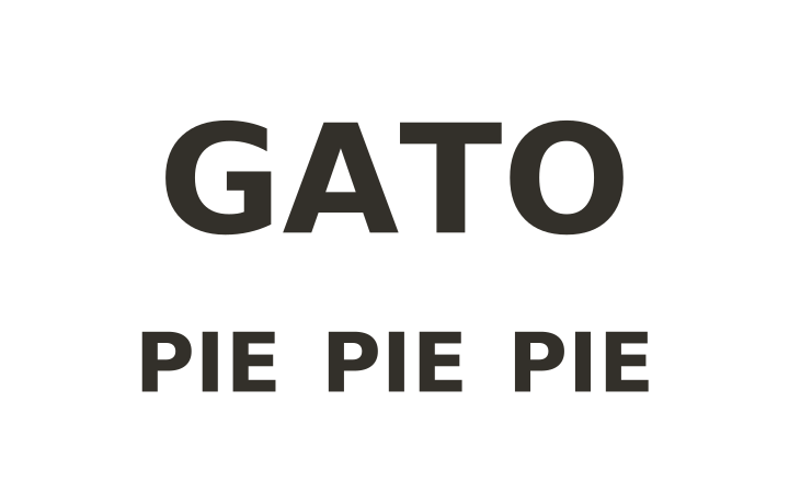 Acertijo visual: la palabra GATO encima de tres copias de la palabra PIE