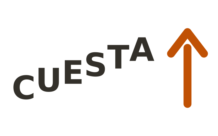 Acertijo visual: la palabra CUESTA escrita en subida junto a una flecha hacia arriba
