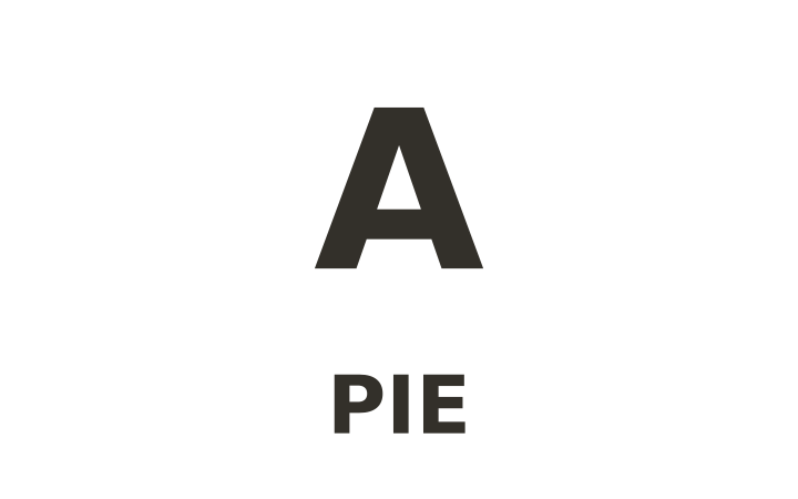 Acertijo visual: una letra A enorme con la palabra PIE justo debajo