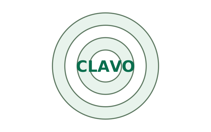 Acertijo visual: la palabra CLAVO en el centro de una diana