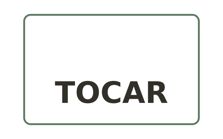 Acertijo visual: la palabra TOCAR apoyada en la parte baja de un recuadro
