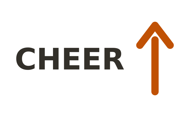 Rebus puzzle with answer: the word CHEER beside a tall upward arrow