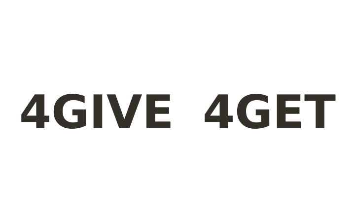 Rebus puzzle with answer: the made-up words 4GIVE and 4GET side by side