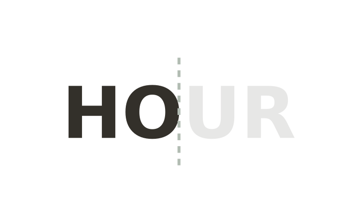 Rebus puzzle with answer: the word HOUR with its right half faded almost to white