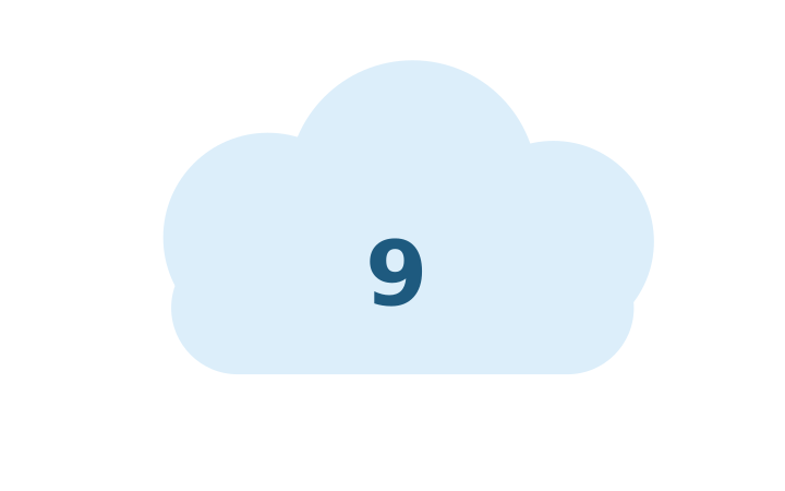 Rebus puzzle with answer: the digit 9 drawn inside a fluffy cloud