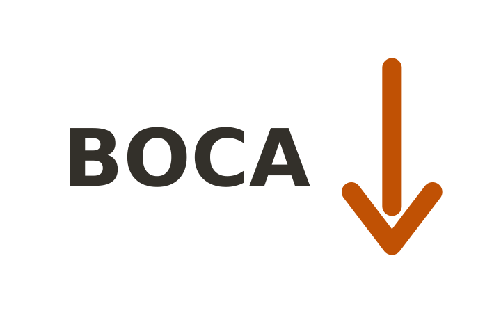 Acertijo visual con respuesta: la palabra BOCA junto a una flecha grande hacia abajo