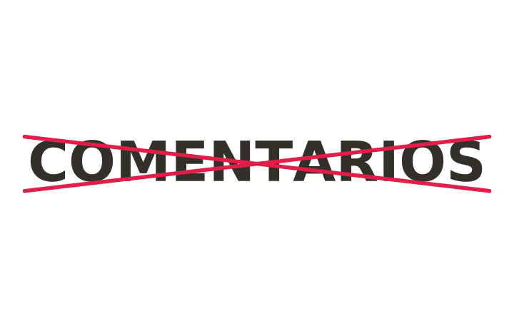 Acertijo visual con respuesta: la palabra COMENTARIOS tachada con una gran cruz roja